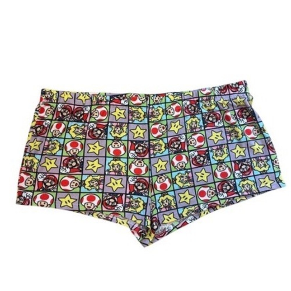 Women's Multicolor Character Print Stretch Shorts super Mario bros Sz 2XL plus